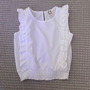People’s Project LA white ruffle crop top